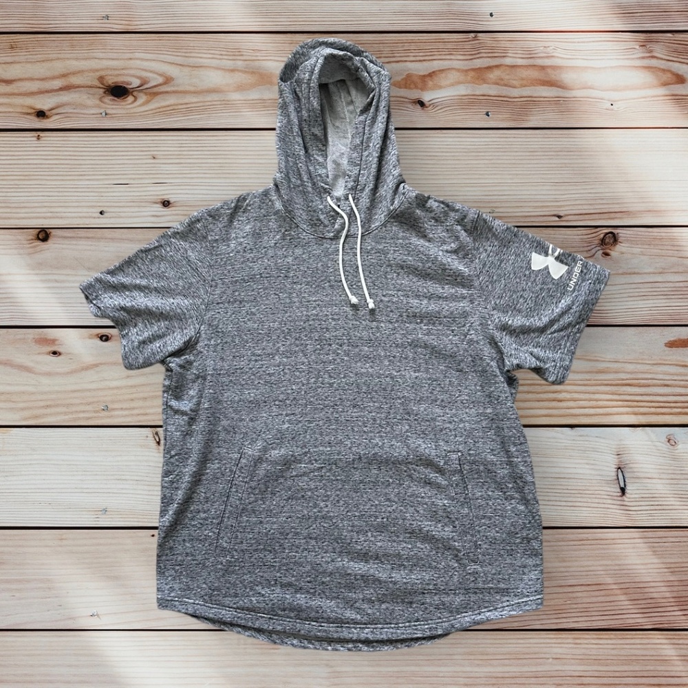 Men's Under Armour 2XL Gray Rival Terry Short Sleeve Hoodie